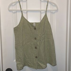 BP Linen Blend Button Front Tank in Sage Green